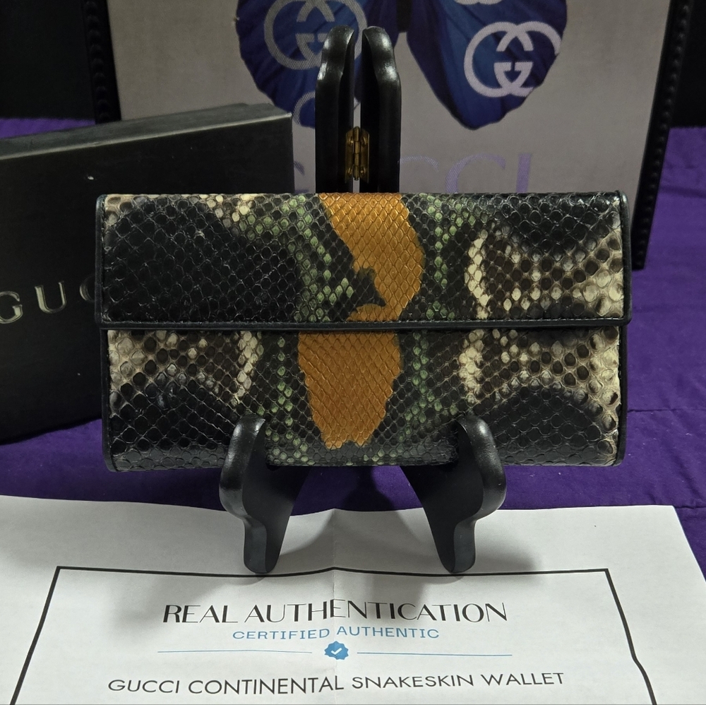 Gucci Python Continental Wallet With Tiger Head C… - image 2